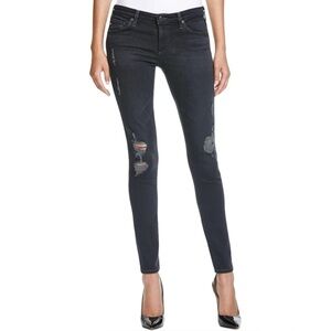 Adriano Goldschmeid The Legging Ankle Super Skinny Ankle Jeans Black 28R Rips